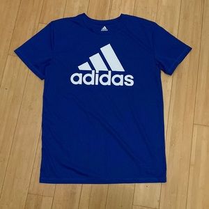 Adidas, AEROREADY athletic shirt, royal blue with white logo, Youth L(14/16)